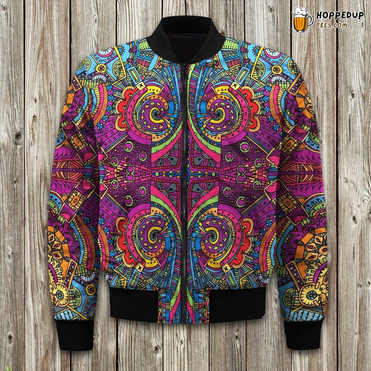 Roadtrip Adventures Hippie Bus Winter Bomber Jacket Designer Craft Touch