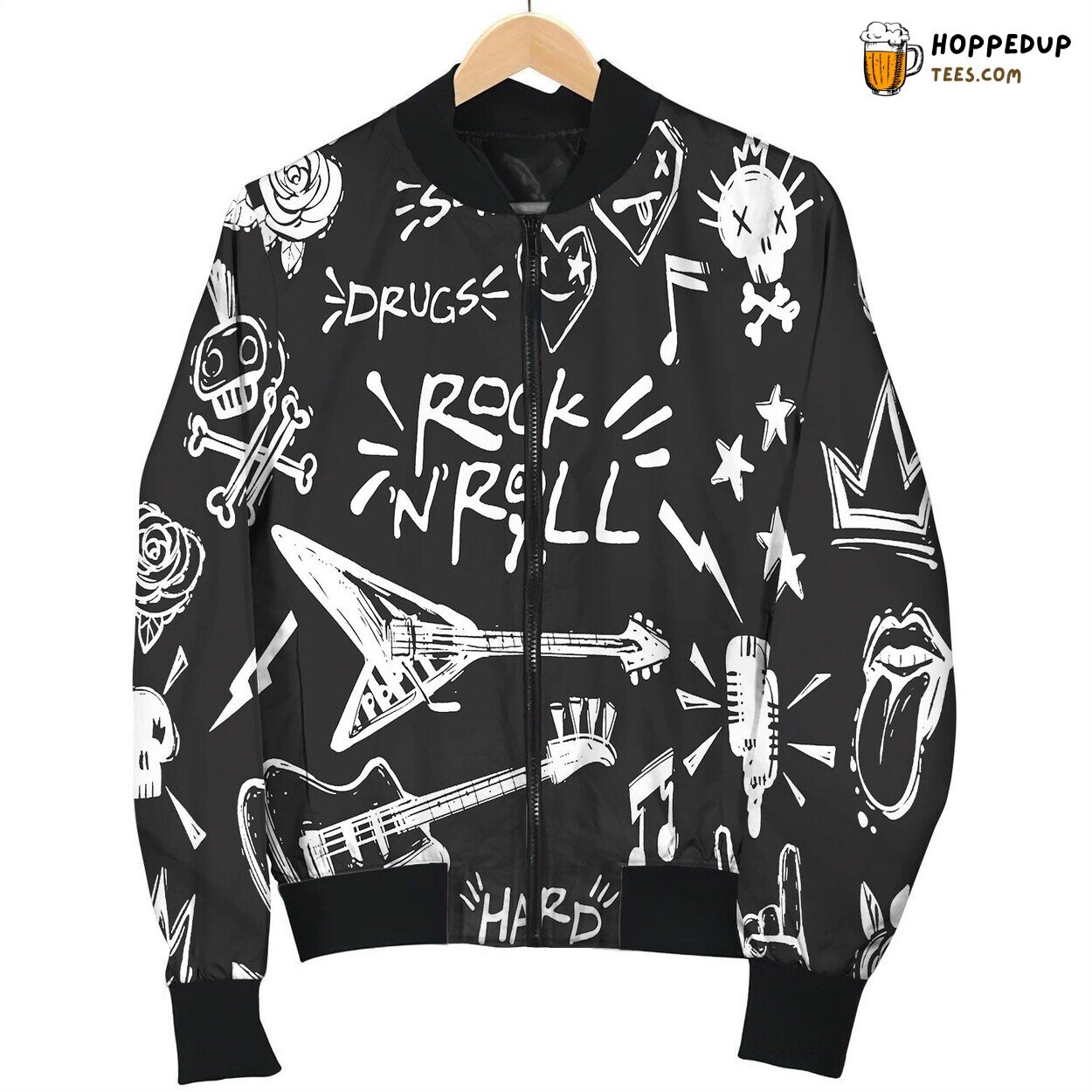 Rocket Space Pattern Bomber Jacket