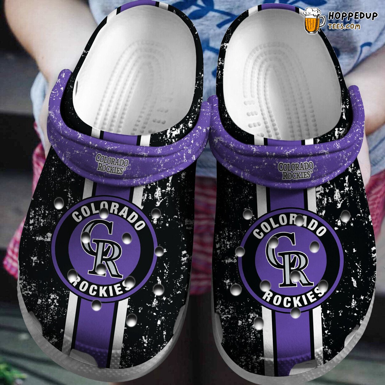 Rockies PurpleBlack Custom Name Comfortable Stylish Clog Shoes