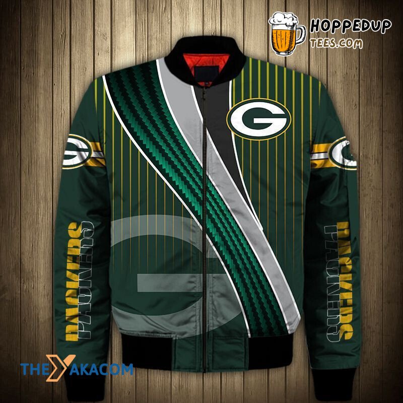 Rodgers Vertical Stripes Sikhiarts Bomber Jacket Christmas Outerwear Packers