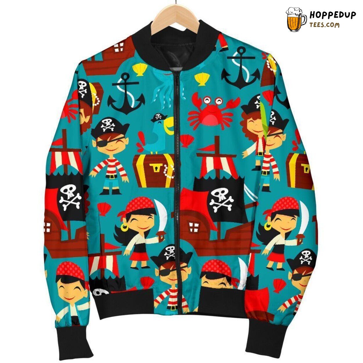 Rogue Pirate Sea Adventure Men’s Bomber Jacket Fearsome Design Display Art