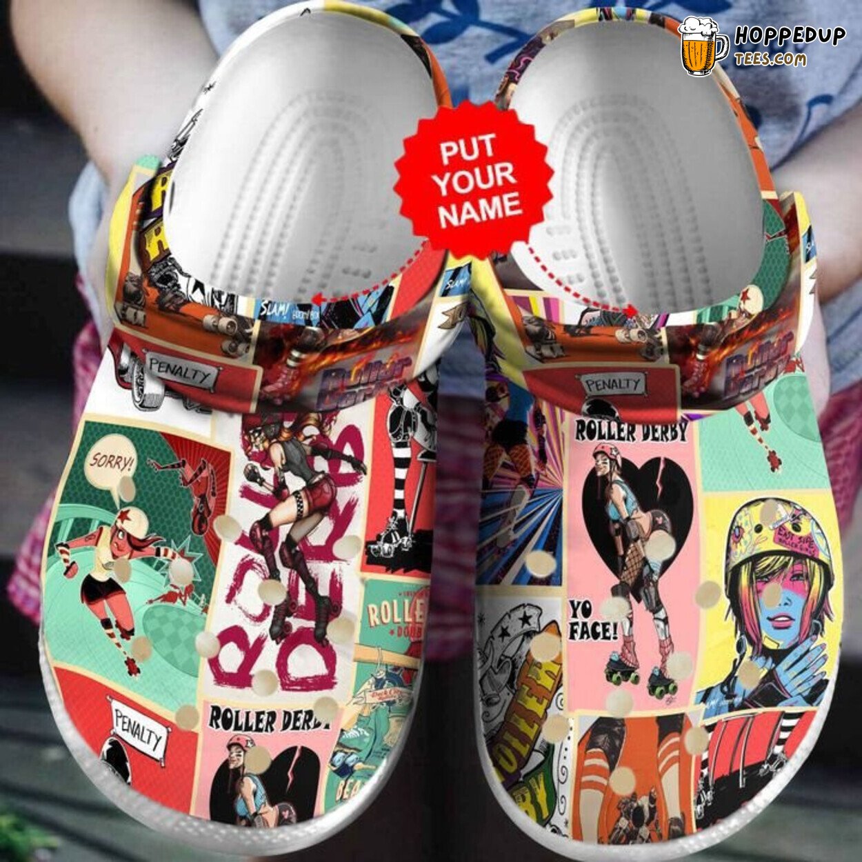 Roller Derby Fans Themed Comfortable Clogs Athletic Inspired Footwear