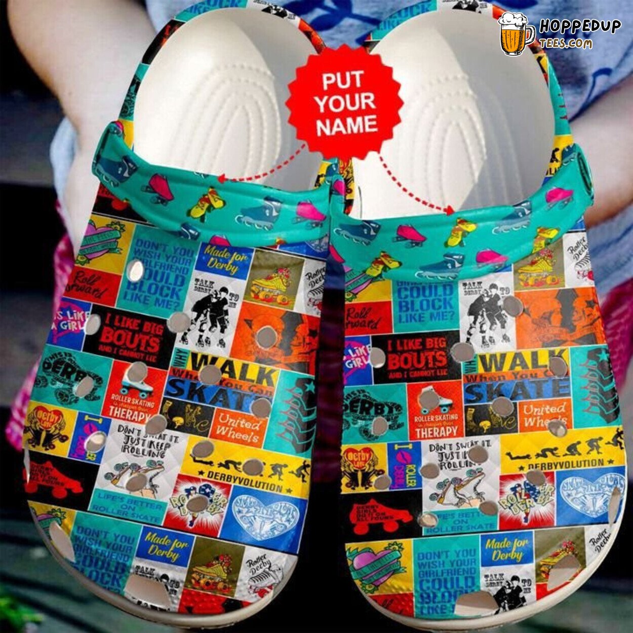 Roller Derby Hit Like A Girl Themed Comfortable Clogs Shoes