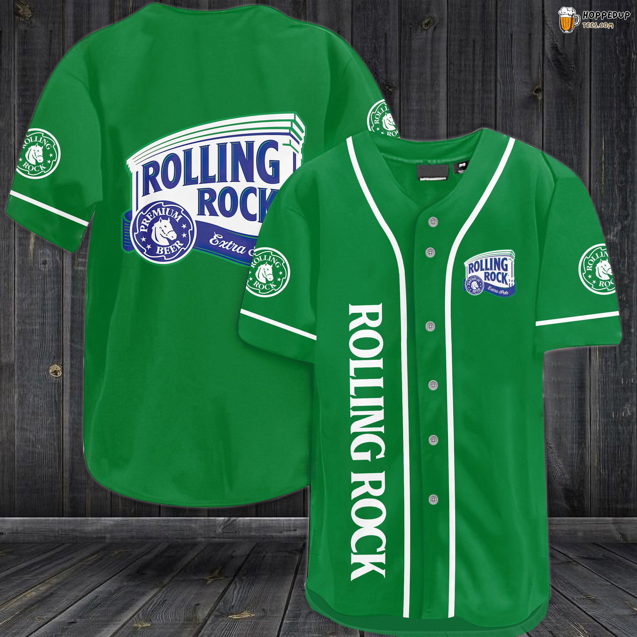 Rolling Rock Beer Baseball Jersey Green Unisex Jersey Shirt