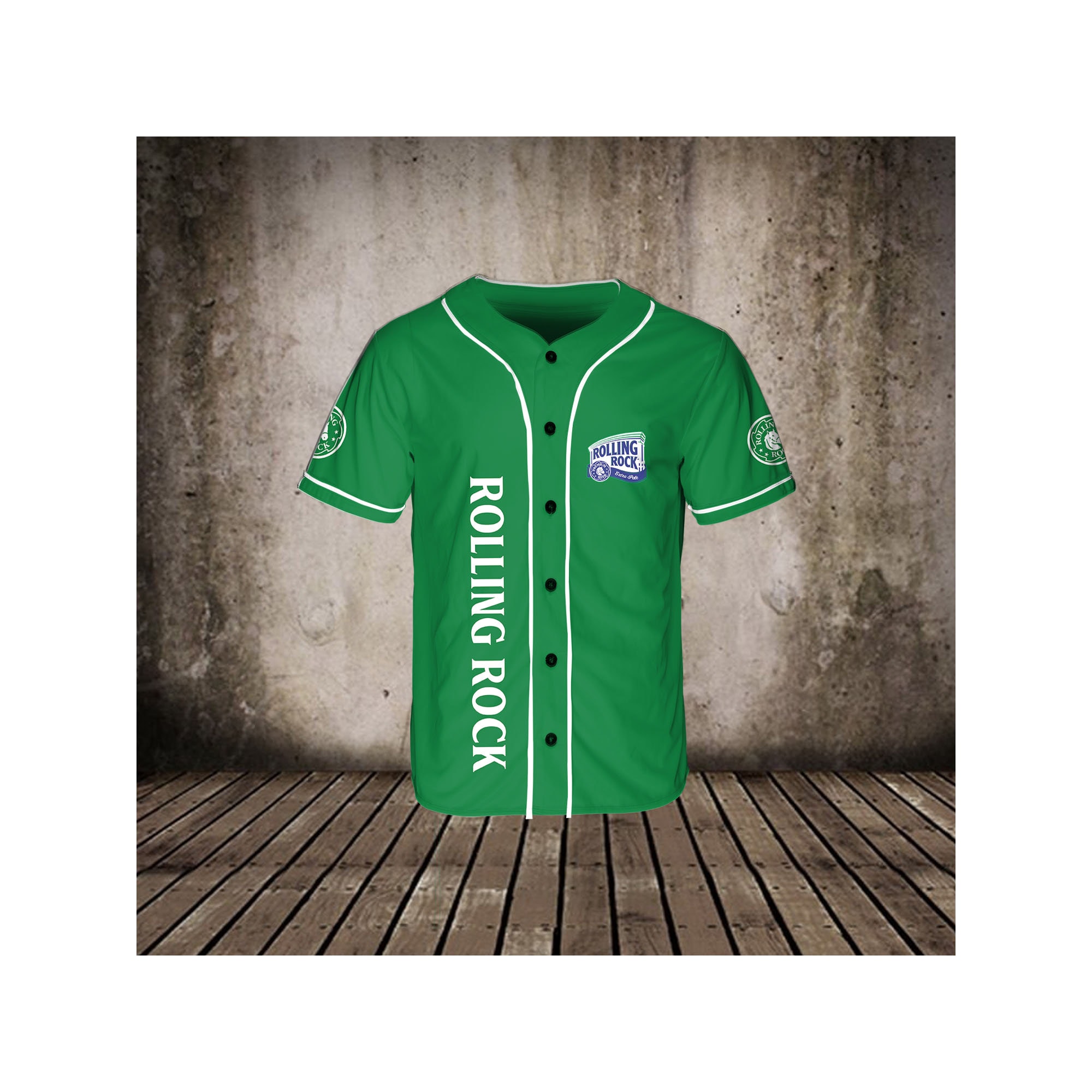 Rolling Rock Beer Themed Baseball Jersey HU