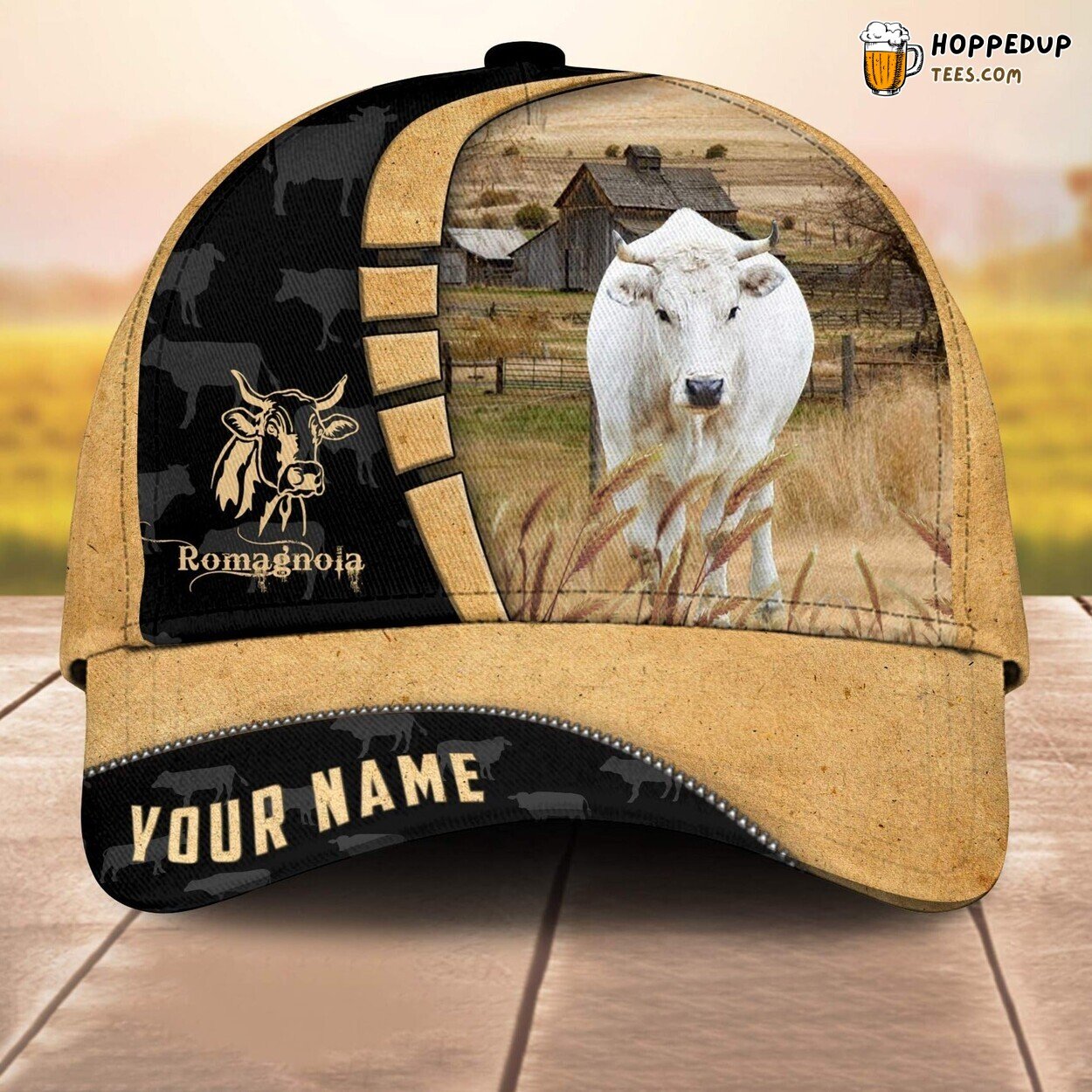 Romagnola Cale Custom Baseball Cap Farm Lovers 3D Print Animal Leather