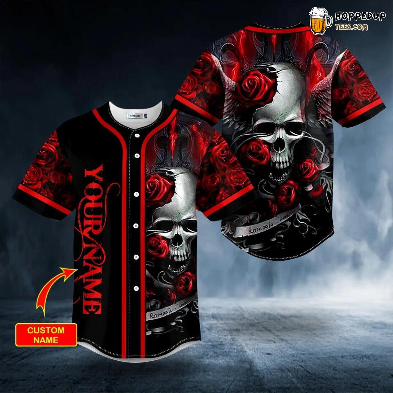 Romantic Love Roses Sugar Skull Unique Baseball Jersey Design Authentic