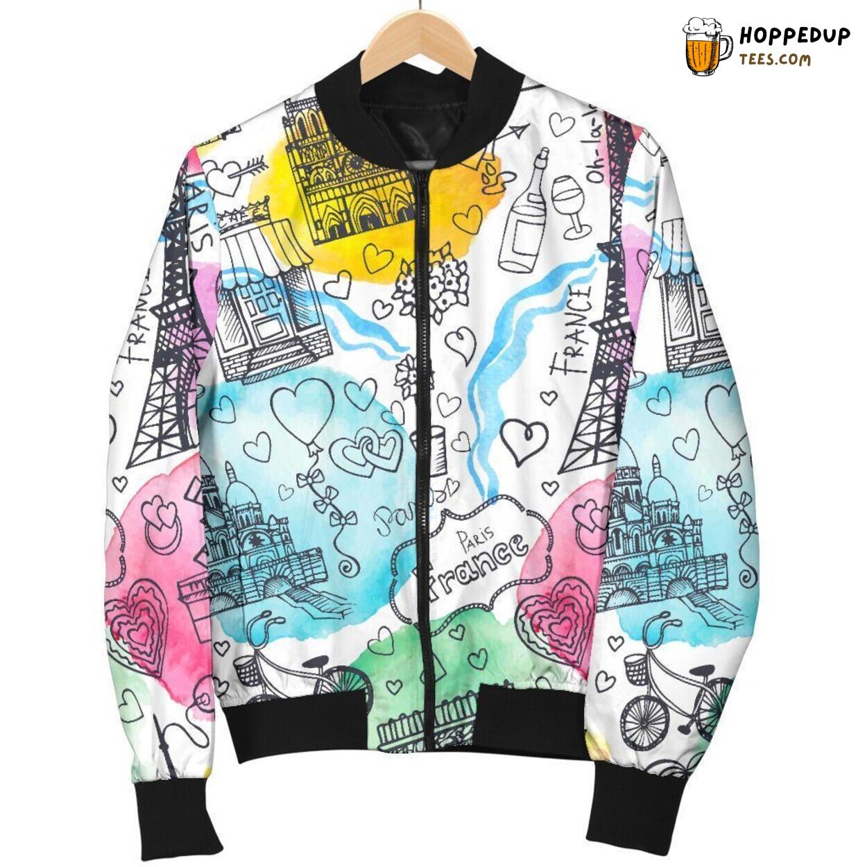 Romantic Paris France Showcase Men’s Bomber Jacket Unique Pattern Tribute Romantic Paris France Showcase Men’s Bomber Jacket Unique Pattern Tribute