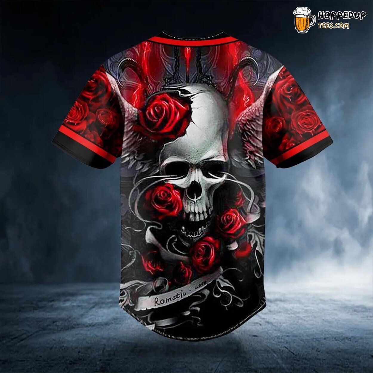 Romantic Sugar Roses Skull Baseball Jersey Graphic Tees 3D Print Edition