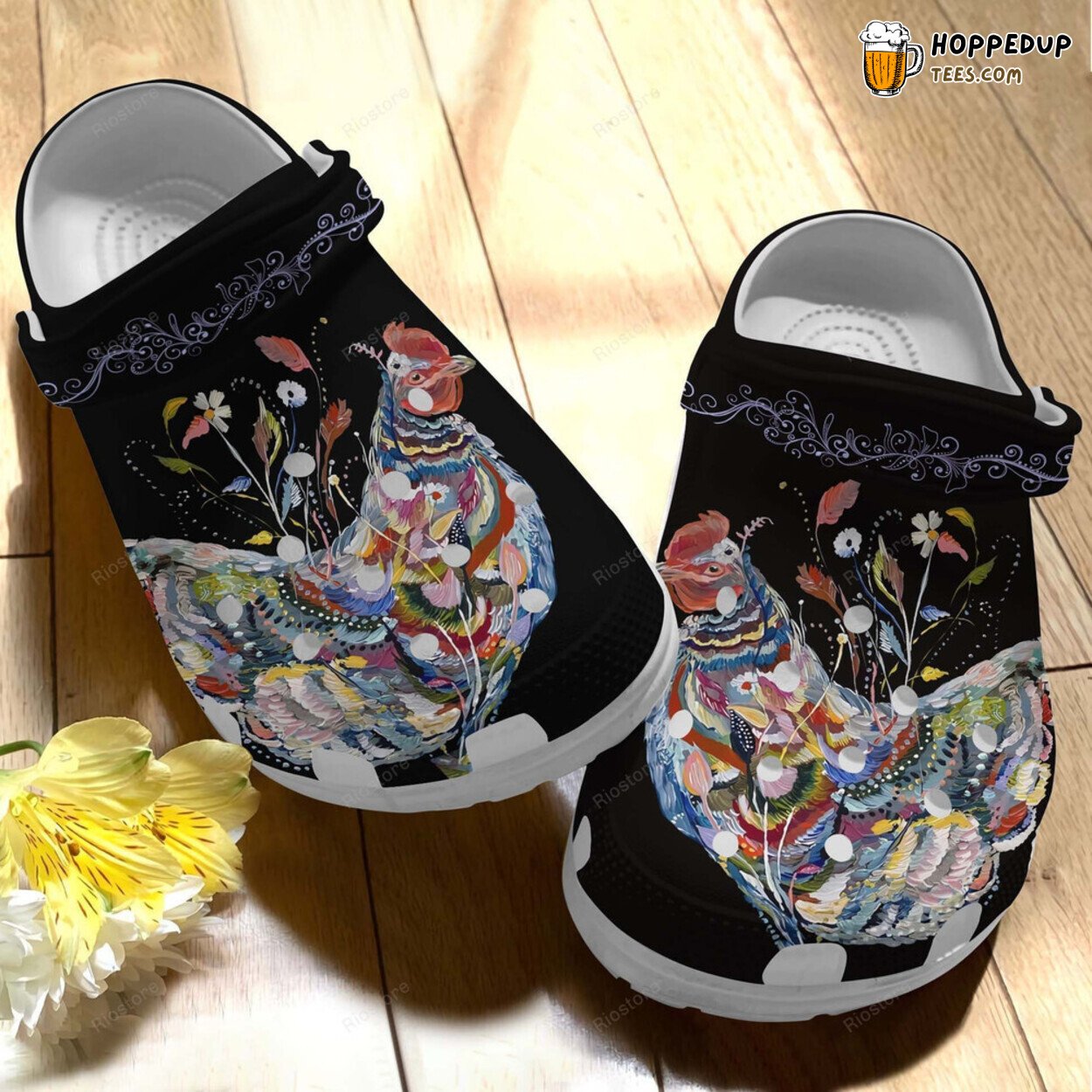 Rooster Art Colorful Chicken Rubber Comfortable Lover Gift Clogs