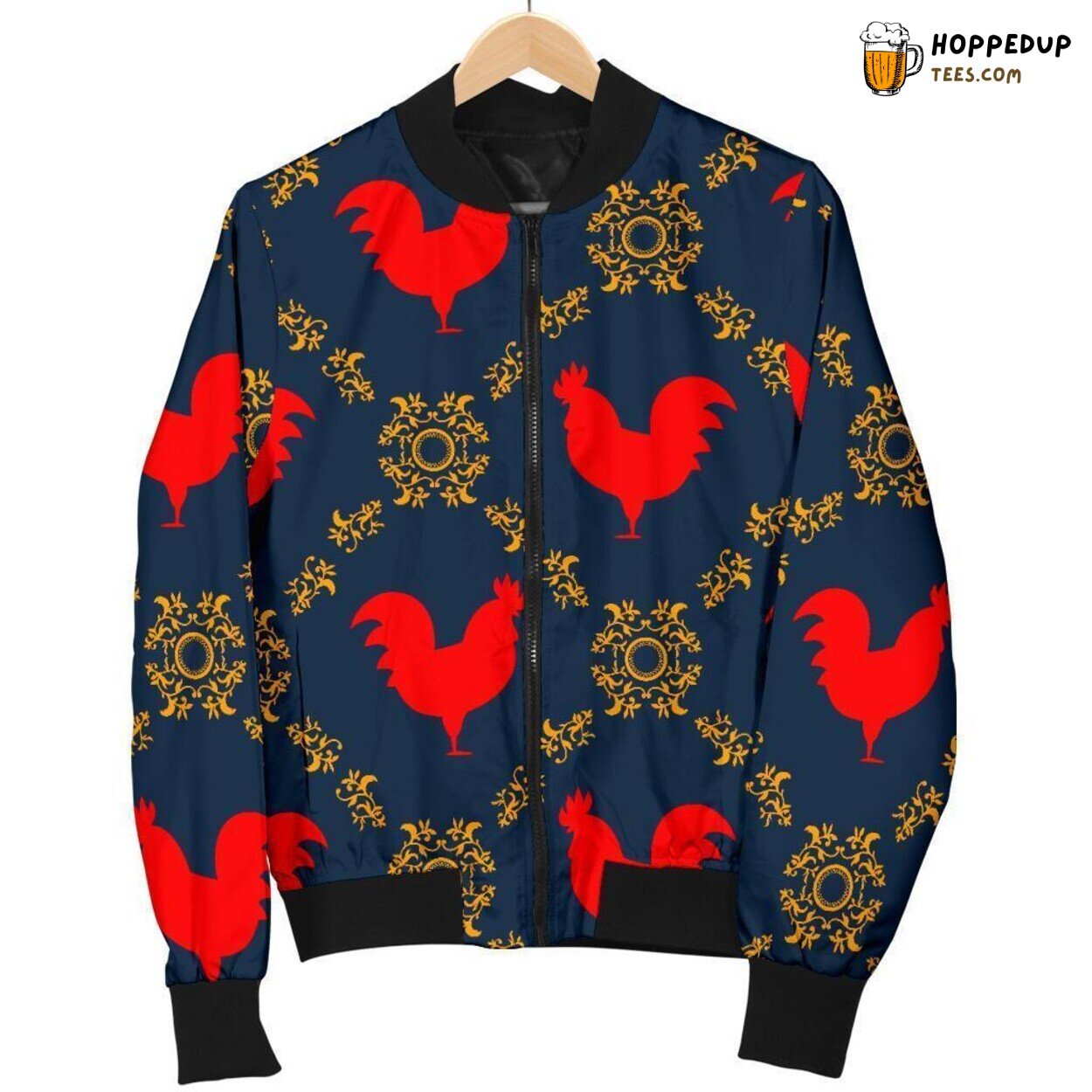 Rooster Farm Animal Design Men’s Bomber Jacket Distinct Pattern Showcase Rooster Farm Animal Design Men’s Bomber Jacket Distinct Pattern Showcase