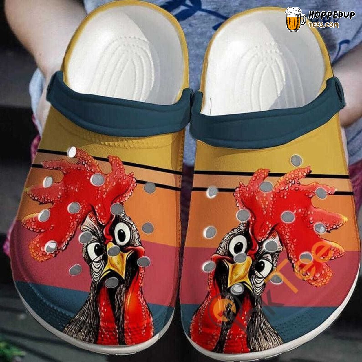 Rooster Peckers Chicken Retro Vintage Themed Comfortable Clog Shoes Unique