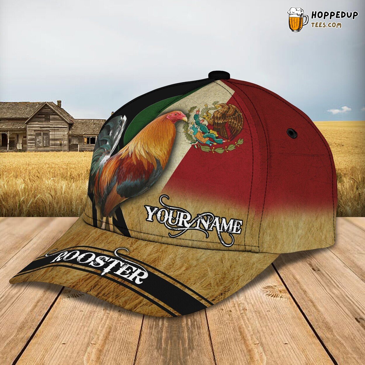 Rooster Themed 3D Classic Cap Again Personalized Unique Name Design