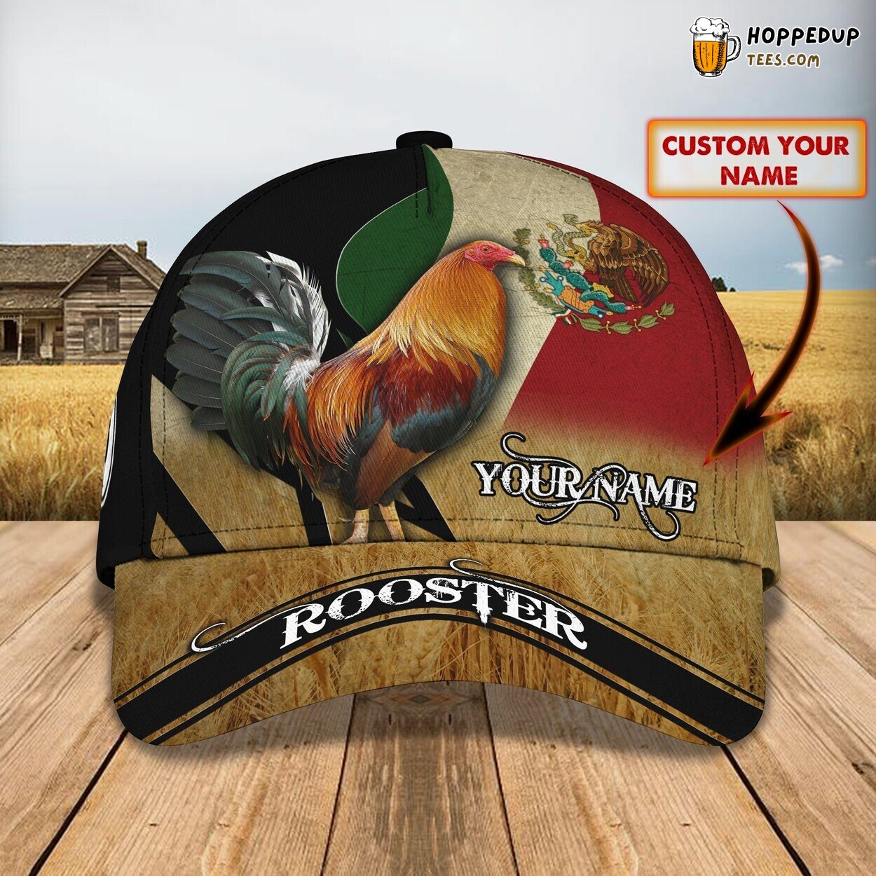 Rooster Themed 3D Classic Cap Again Personalized Unique Name Design