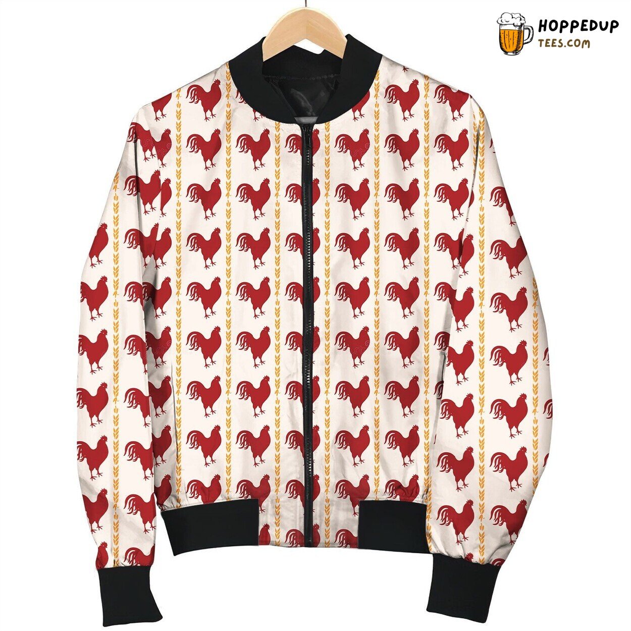Rooster Vintage Pattern Bomber Jacket