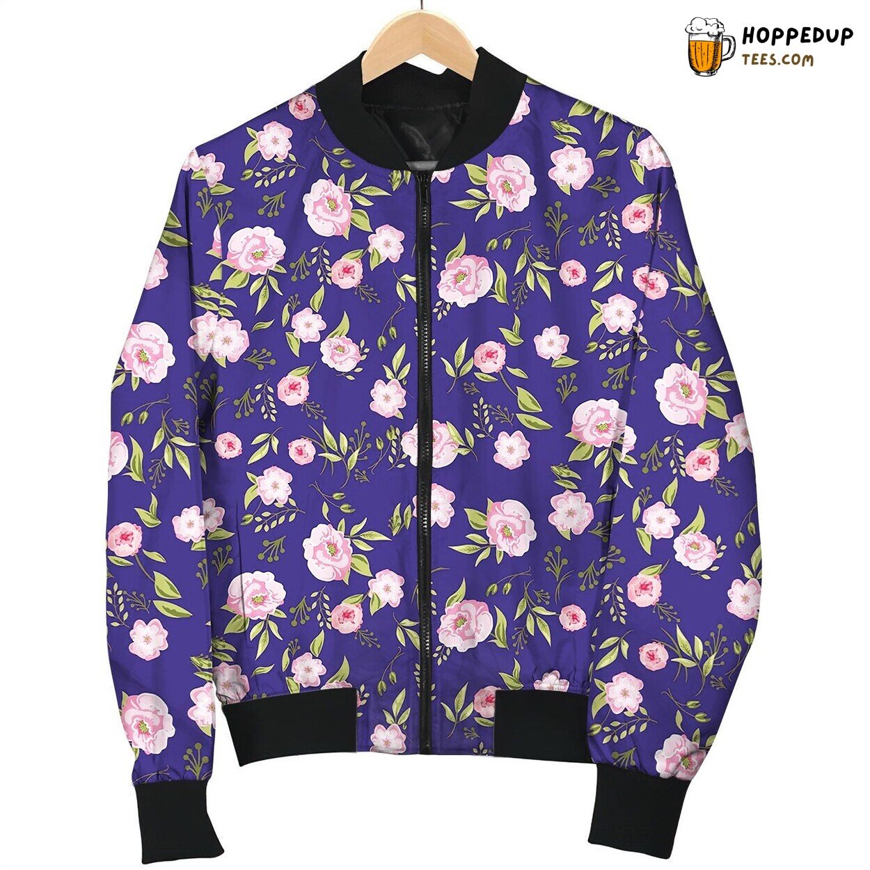 Rose Peony Flowers Seamless Pattern Bomber Jacket