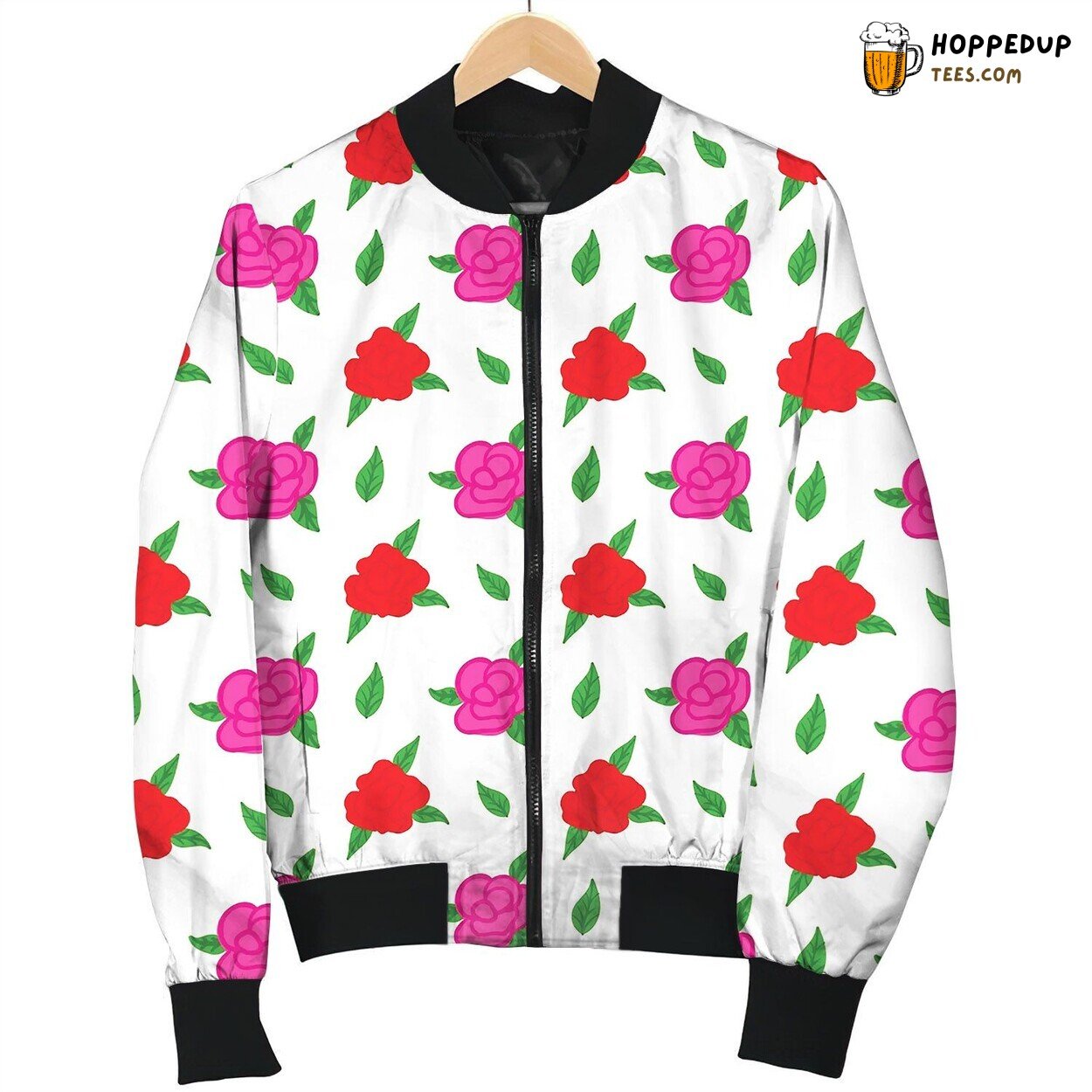 Rose Seamless Pattern Bomber Jacket