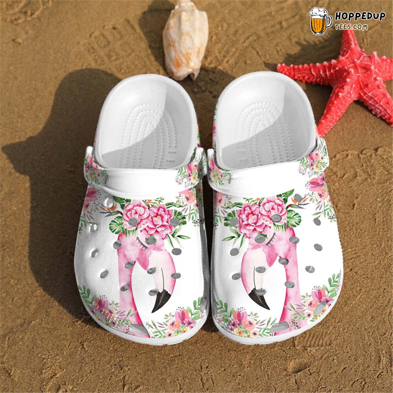 Roses Flamingo Croc Shoes for Women Lovely Animal Design Birthday Gift