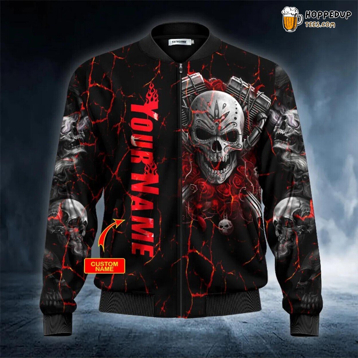 Roses Metallic Skull Unique Custom Bomber Jacket 3D Viking Print Clothing