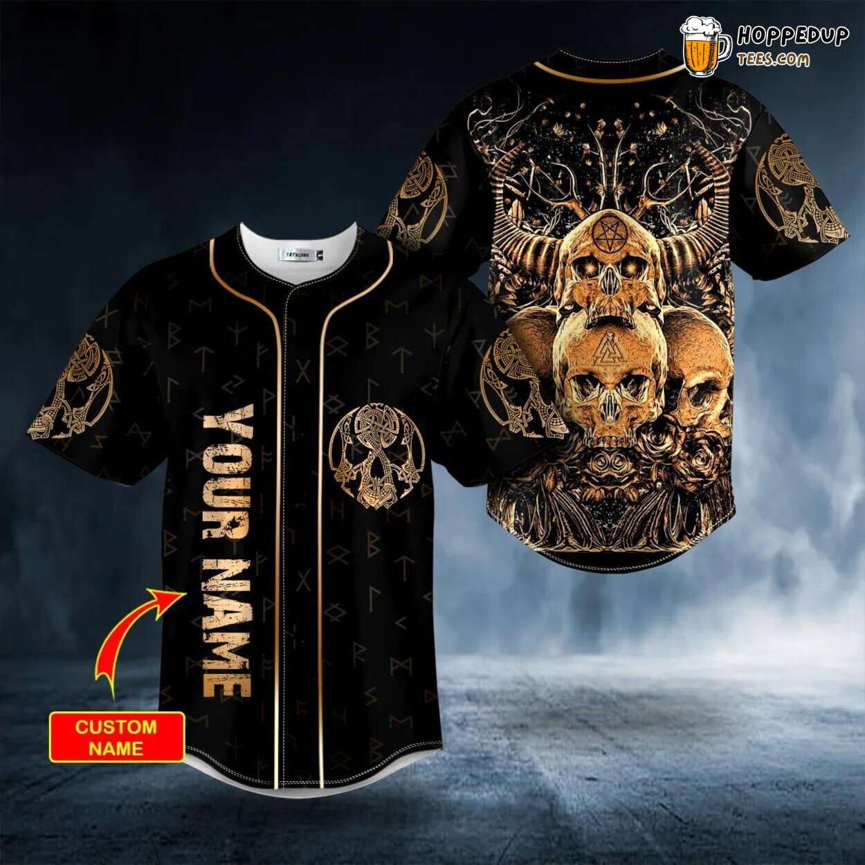 Roses Satanic Skull Gold Cool Abis Baseball Jersey Unique Custom Design