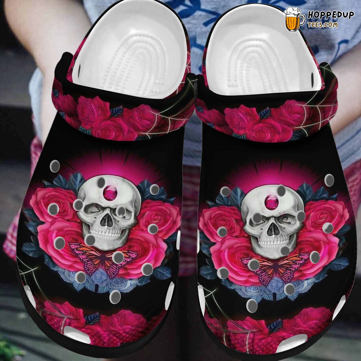 Roses Skullcap Butterfly Stylish Shoes for Halloween Great Birthday Gifts