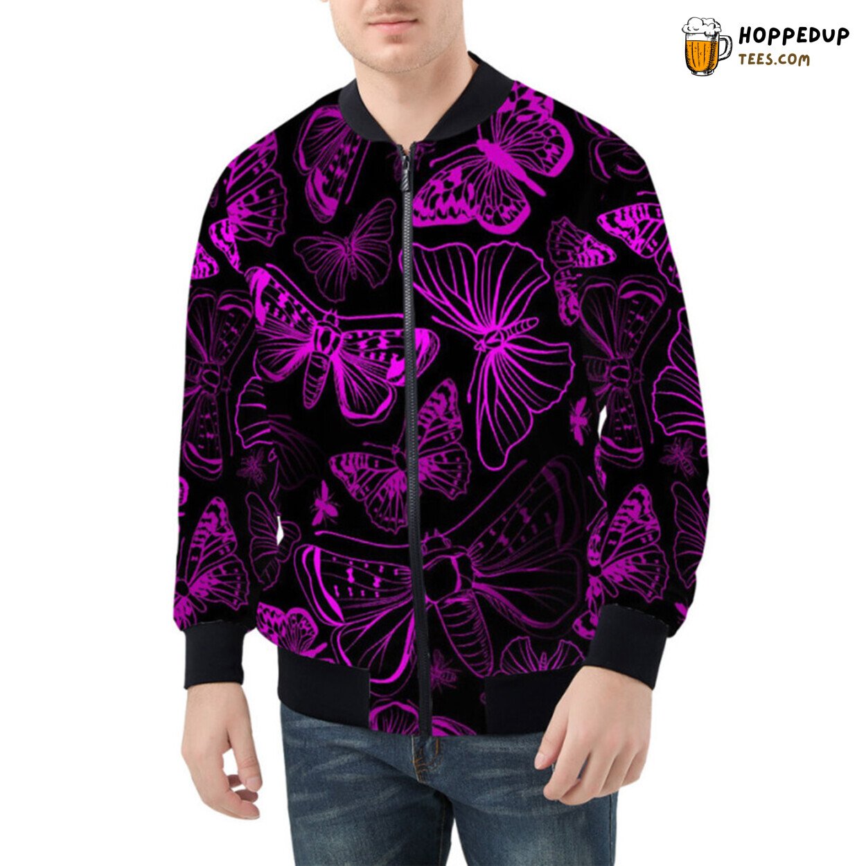 Rosy Flight Patterns of Graceful Pink Butterflies Bomber Jacket