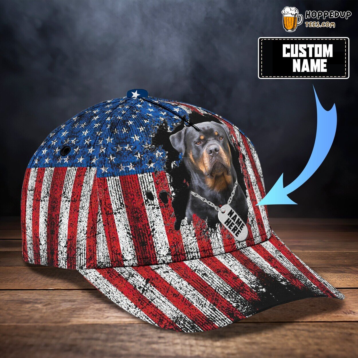 Rottweiler Design Personalized Name 3D Classic Elegance Cap Unique Style