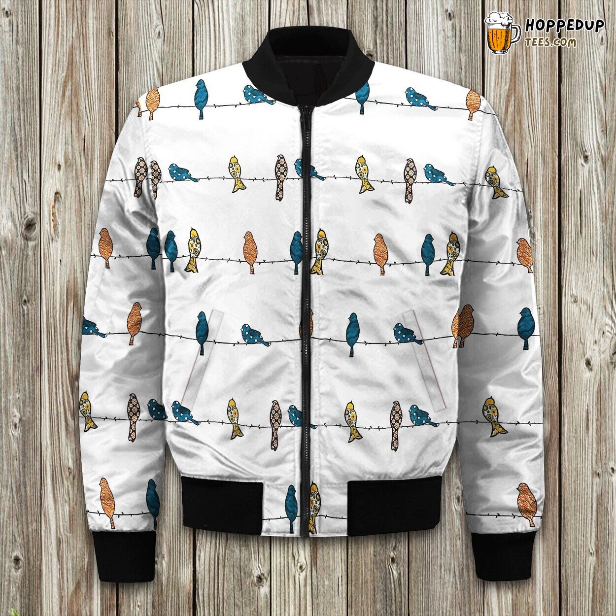 Rowley Birds Pattern Winter Bomber Jacket Premium Quality Comfort