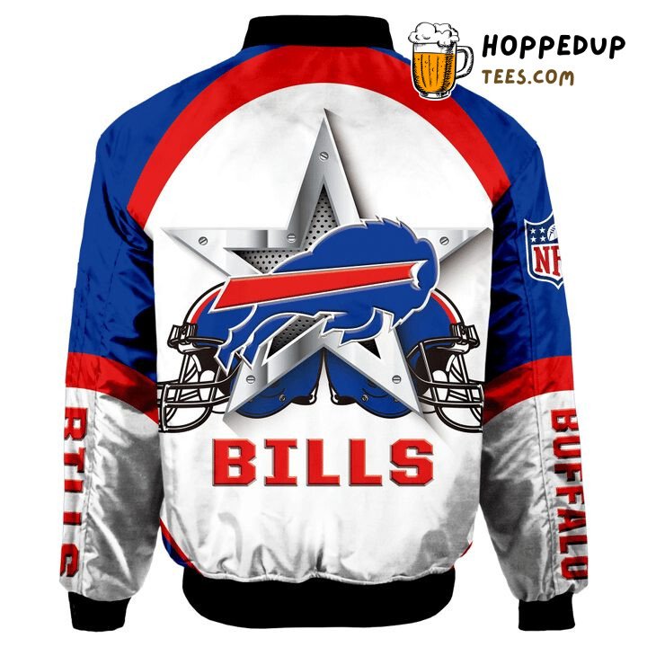 Royal Blue White Buffalo Bills NFL Classic Bomber Jacket Series