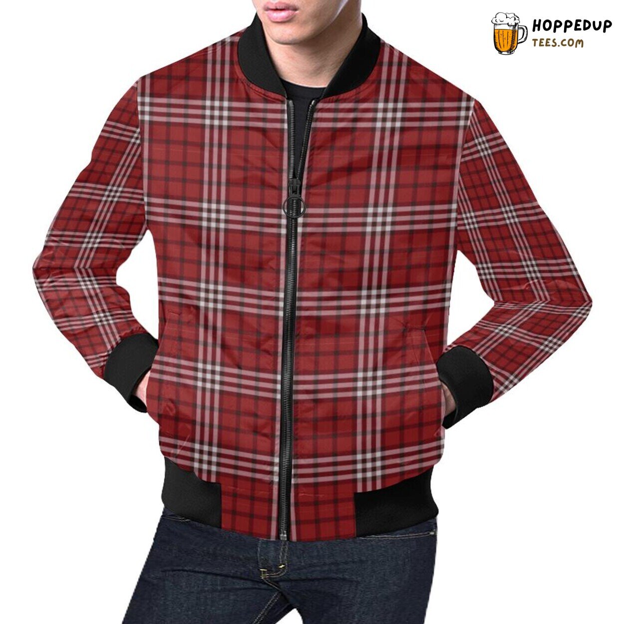Royal Stewart Red Plaid Tartan Scottish Men’s Traditional Bomber Jacket