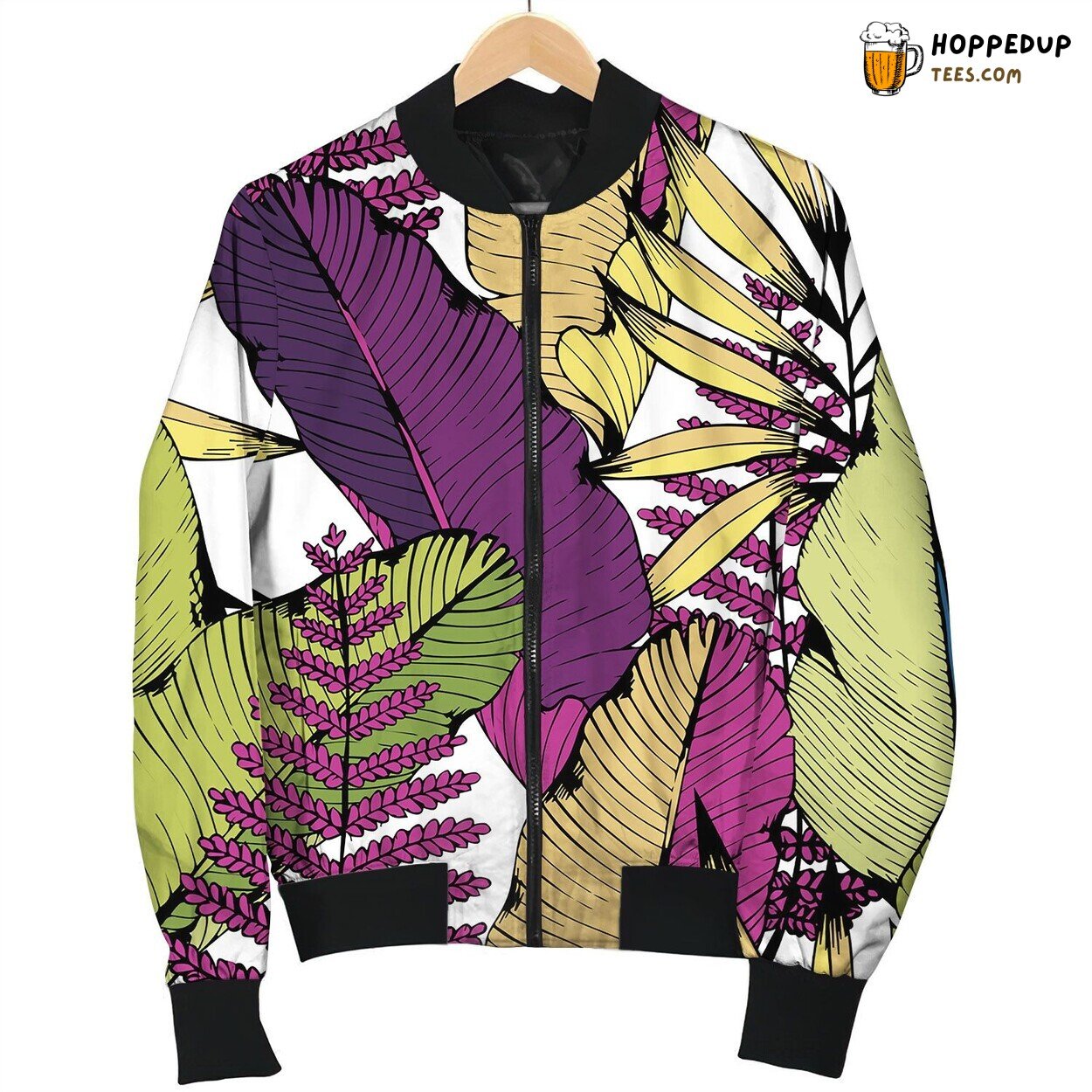Royalty Free Seamless Pattern With Tropical Branches Bomber Jacket