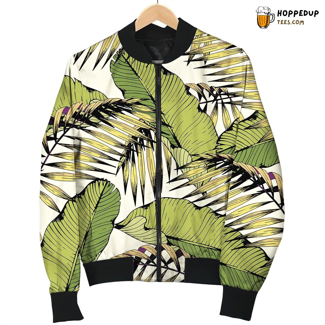 Royalty Free Summer Seamless Pattern With Tropical Leaves Bomber Jacket