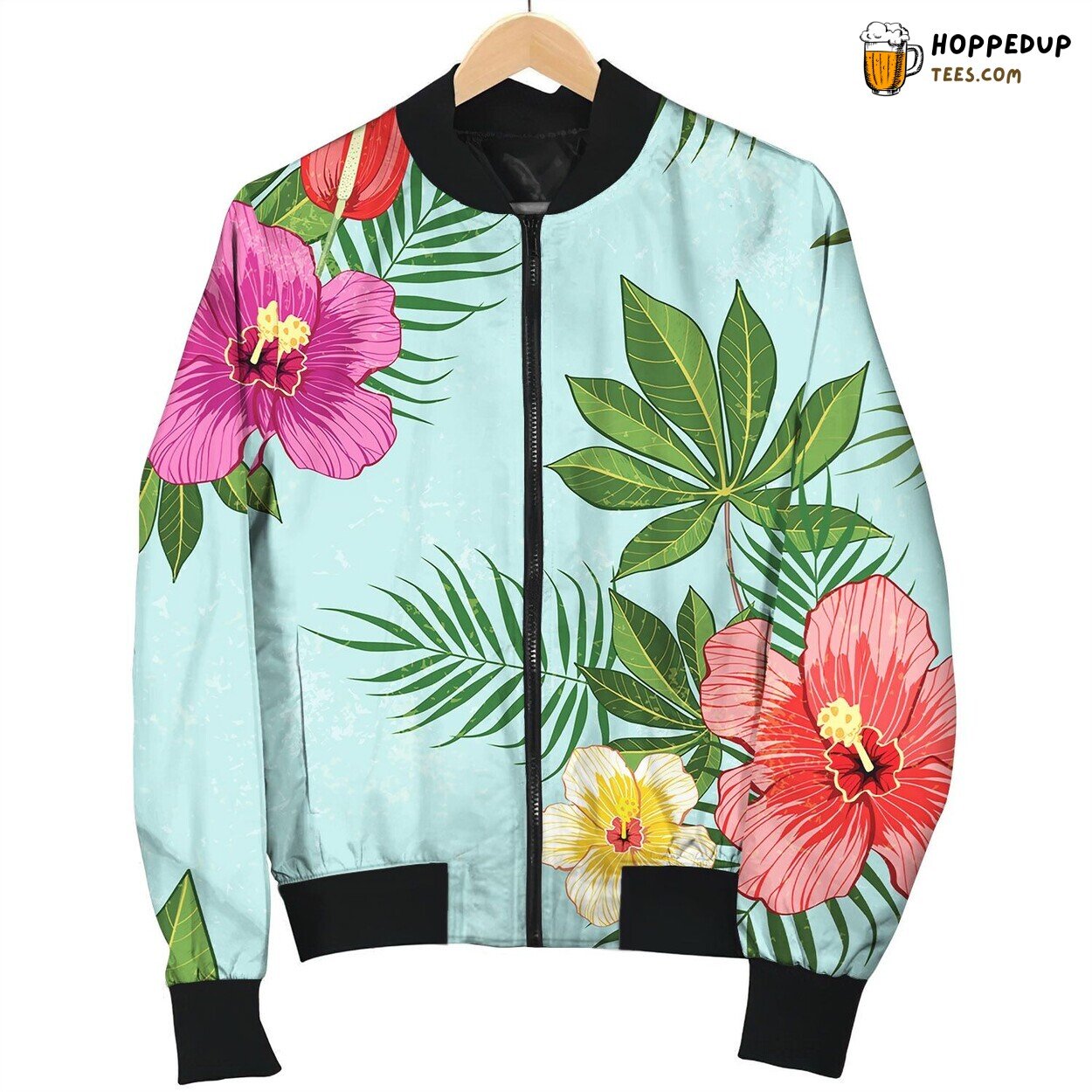 Royalty Free Tropical Flowers Pattern Bomber Jacket