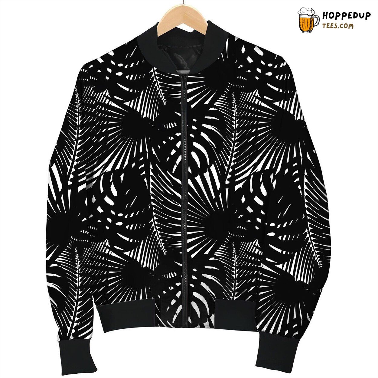 Royalty Free Tropical Leaves Seamless Pattern Love Bomber Jacket