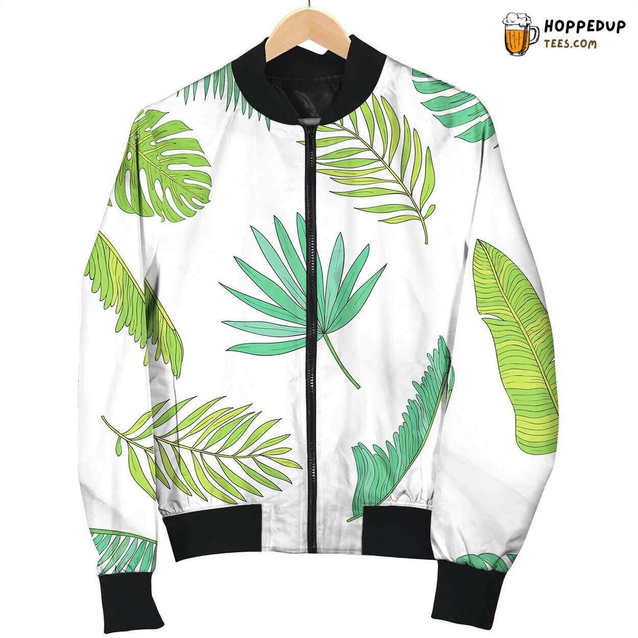 Royalty Free Tropical Leaves Various Shapes Seamless Pattern Bomber Jacket