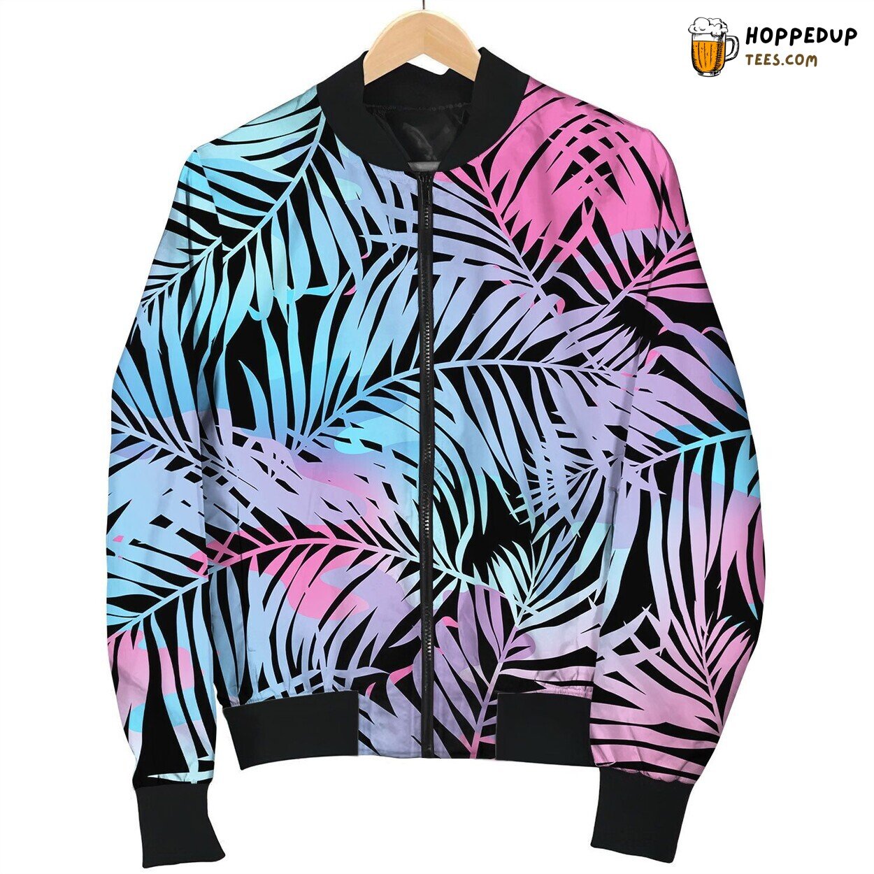 Royalty Free Tropical Palms Seamless Pattern In Colours Bomber Jacket