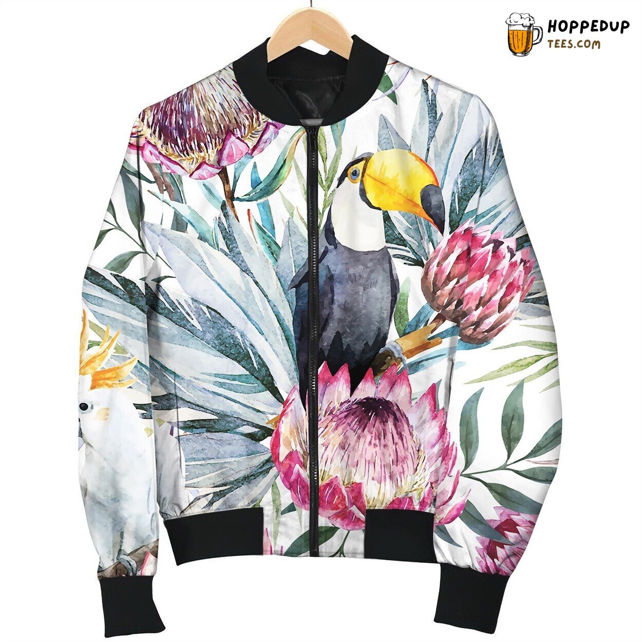 Royalty Free Tropical Protea Pattern Bomber Jacket