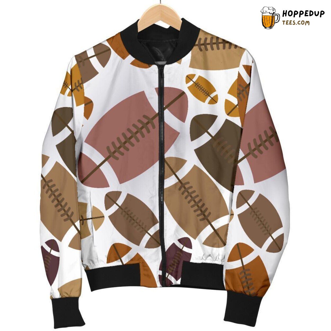Rugby Ball Pattern Print American Football Men’s Bomber Jacket