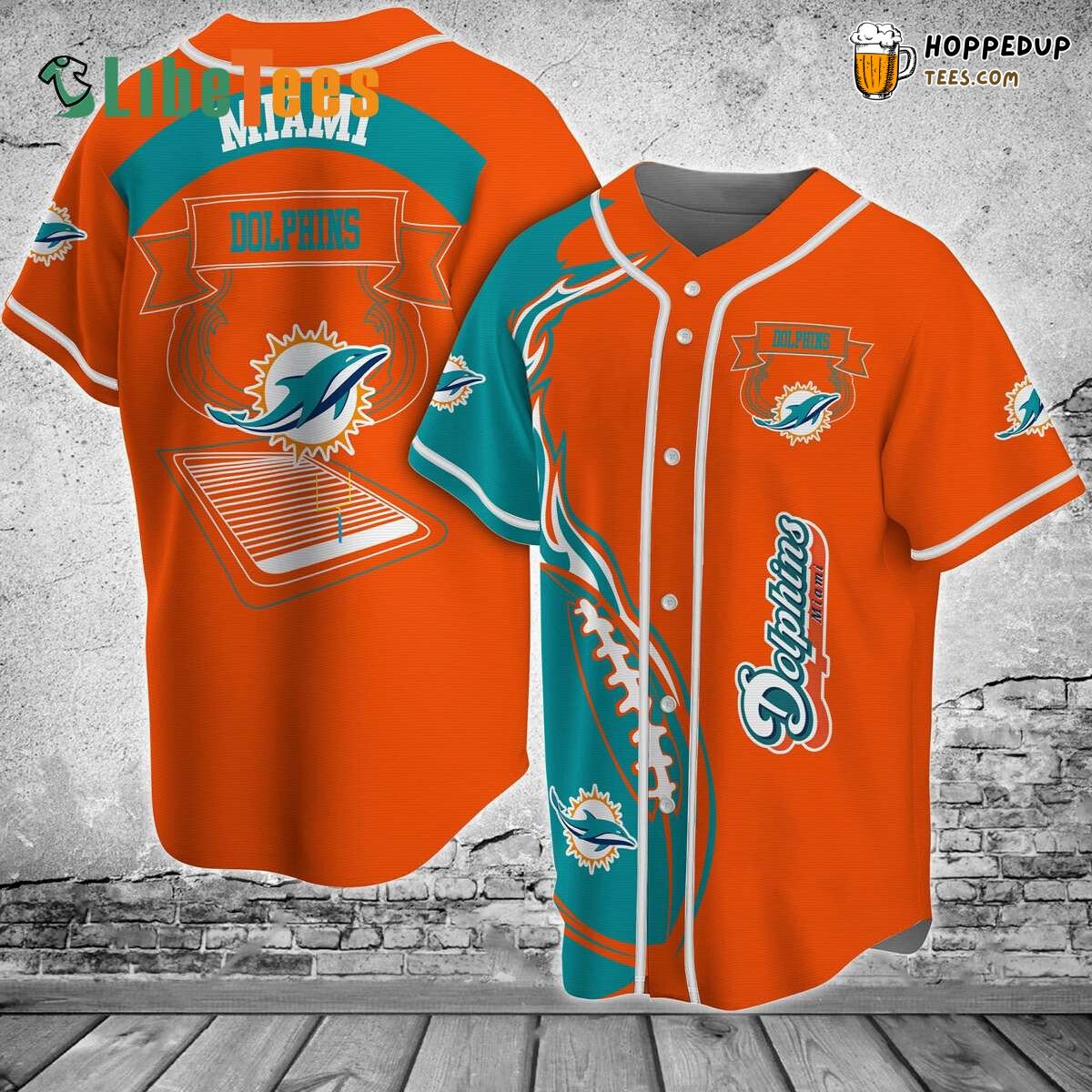 Rugby Fire Orange Miami Dolphins Baseball Jersey Lively Gift Idea