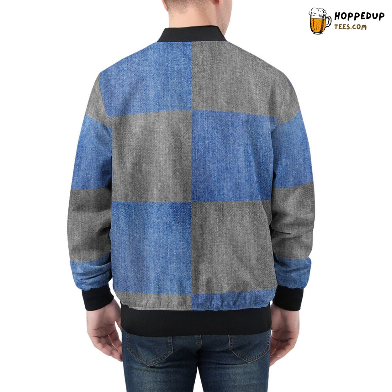 Rugged Denim Craftsmanship Marks Men’s Bomber Jacket Patchwork