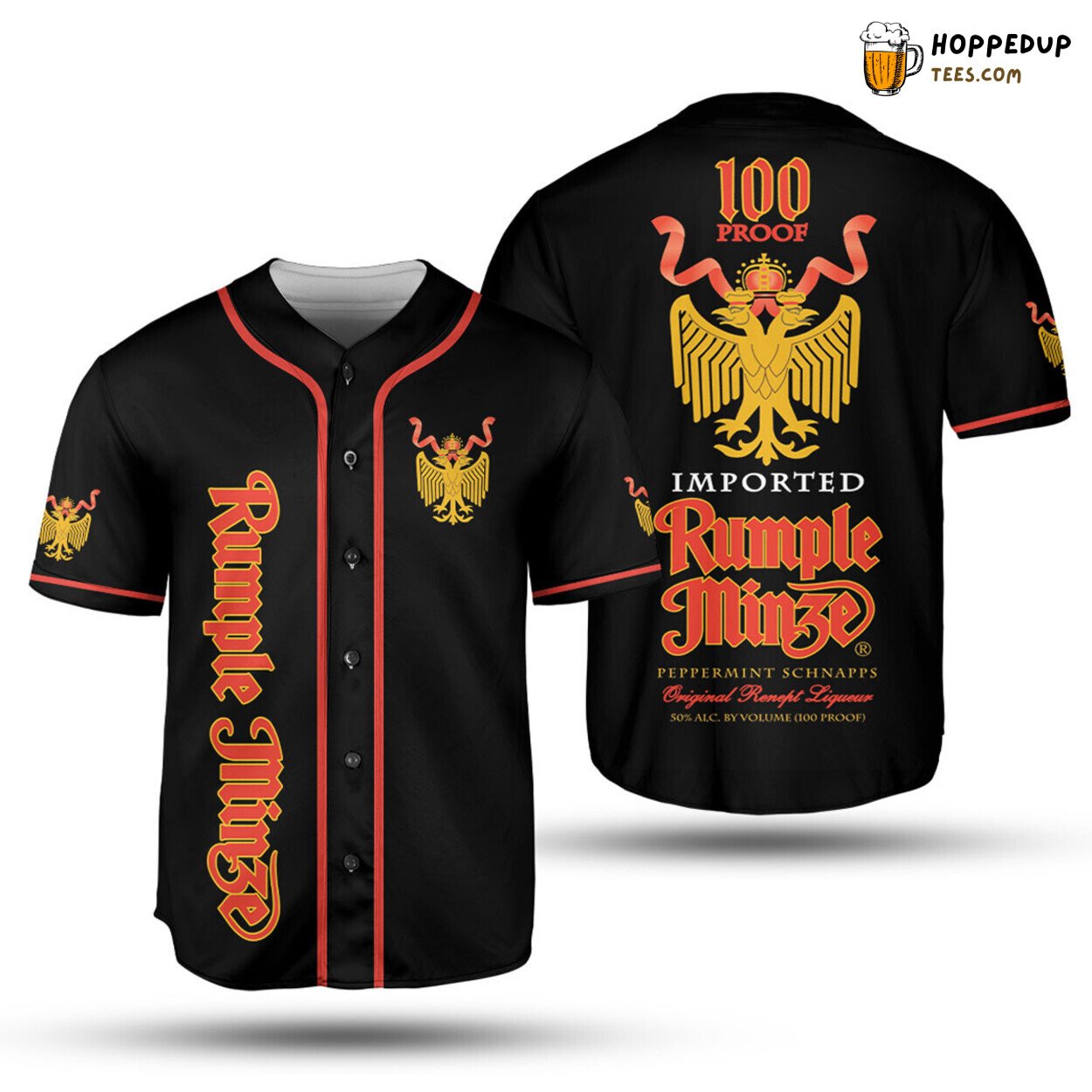 Rumple Minze 100 Proof Imported Baseball Jersey Black Unisex Jersey Shirt