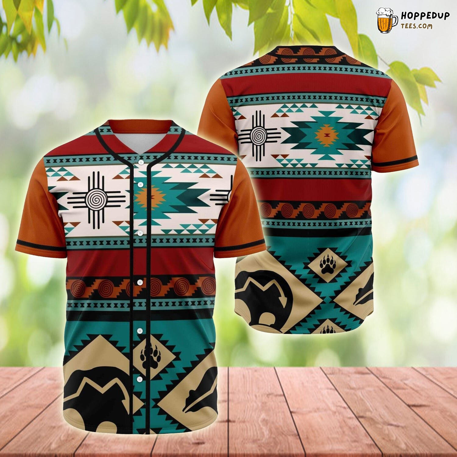 Running Bear Native American Baseball Tee Jersey Shirts 3D Printed