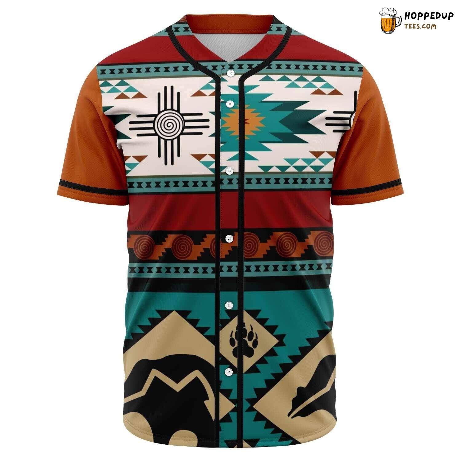 Running Bear Native American Baseball Tee Jersey Shirts 3D Printed