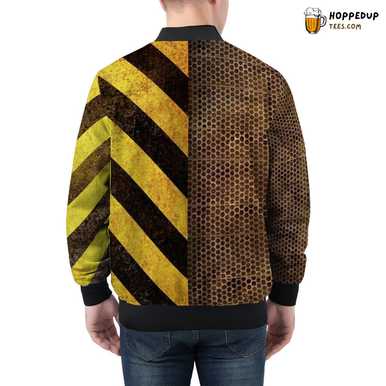 Rustic Streaks Resemble Metallic Mesh on Men’s Bomber Jacket Stripes