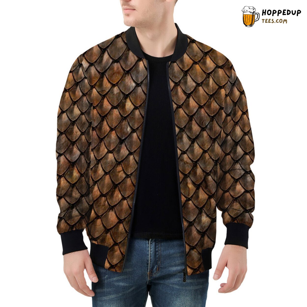 Rusty Scaled Armor Patterns Guard Men’s Bomber Jacket Design