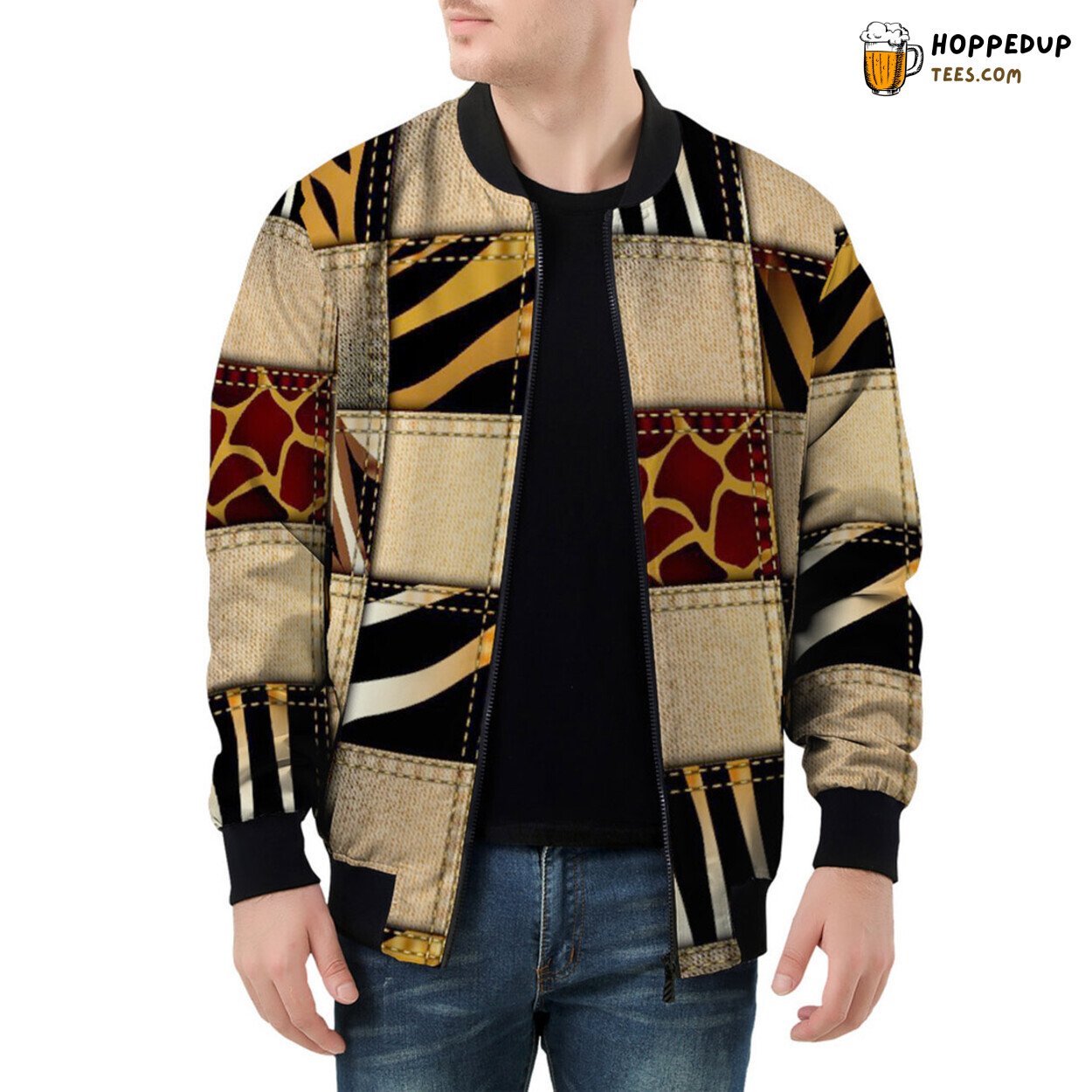 Safari Inspired Patchwork Men’s Bomber Jacket Ultimate Fashion