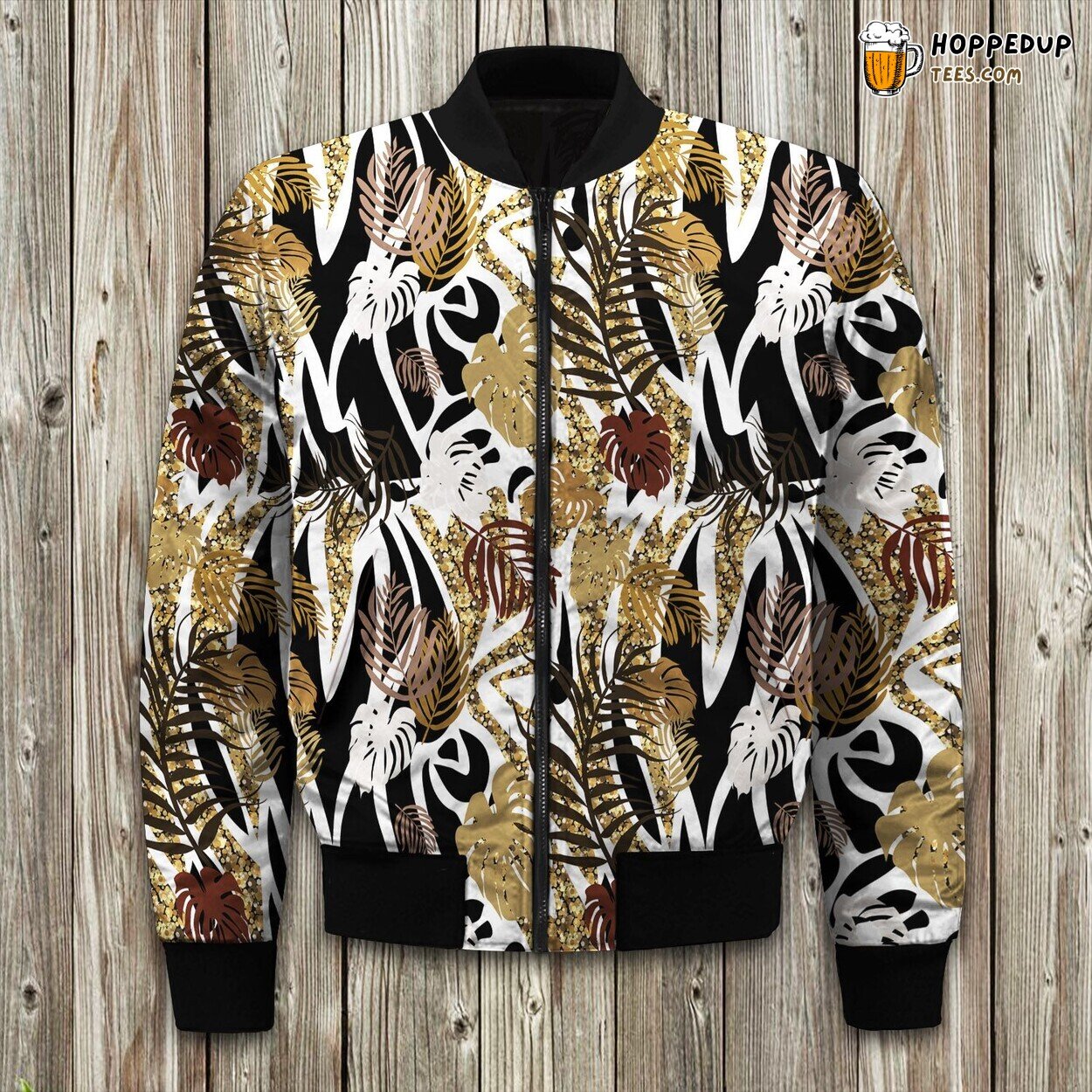 Safari Plant Design Bomber Jacket Winter Patterned Fashionable Coat Wear