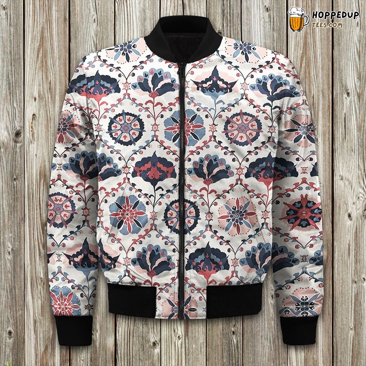 Safi Pink Pattern Winter Bomber Jacket Superior Comfort Tailored Fit