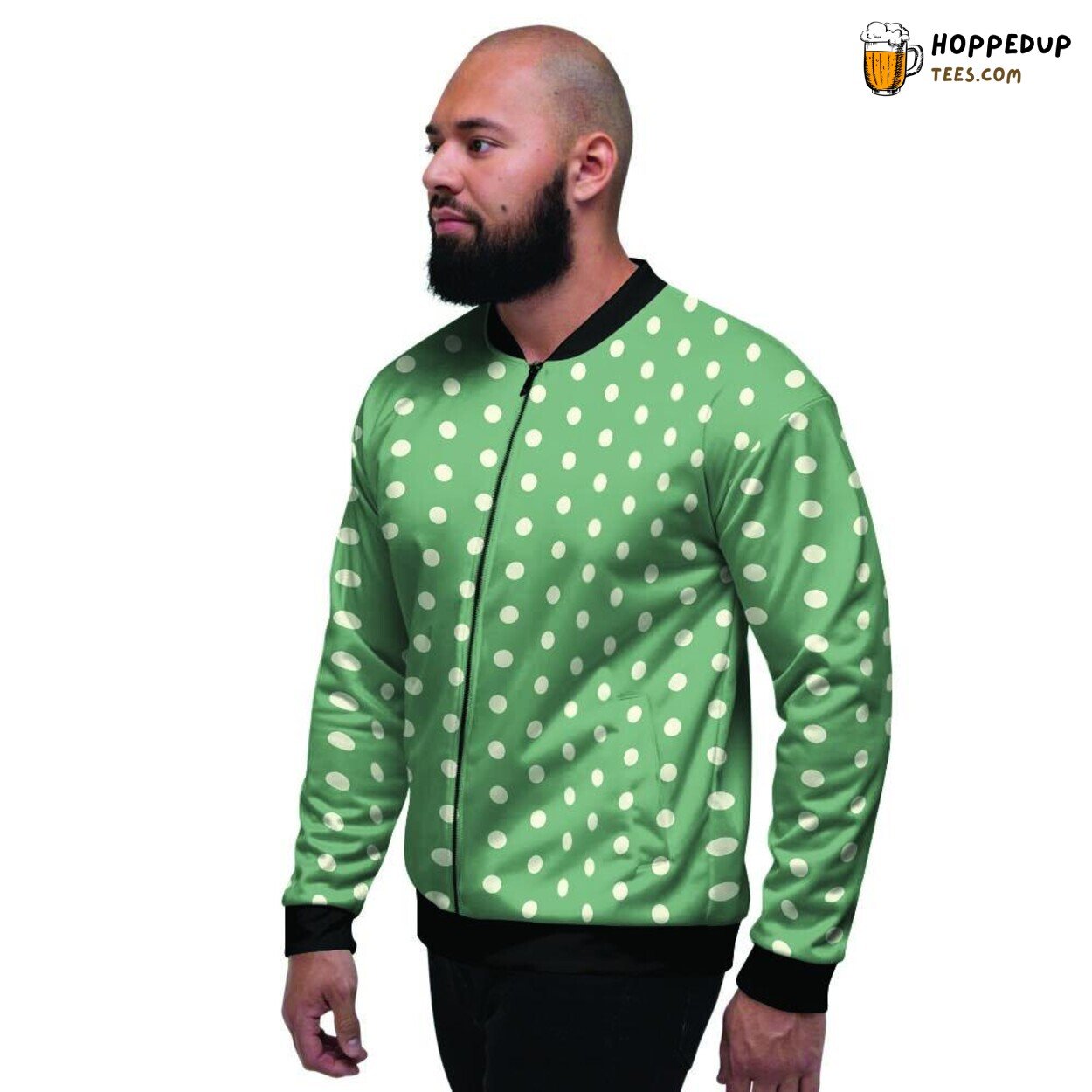 Sage Green Polka Dot Design Men’s Bomber Jacket Classic Spot Patterns