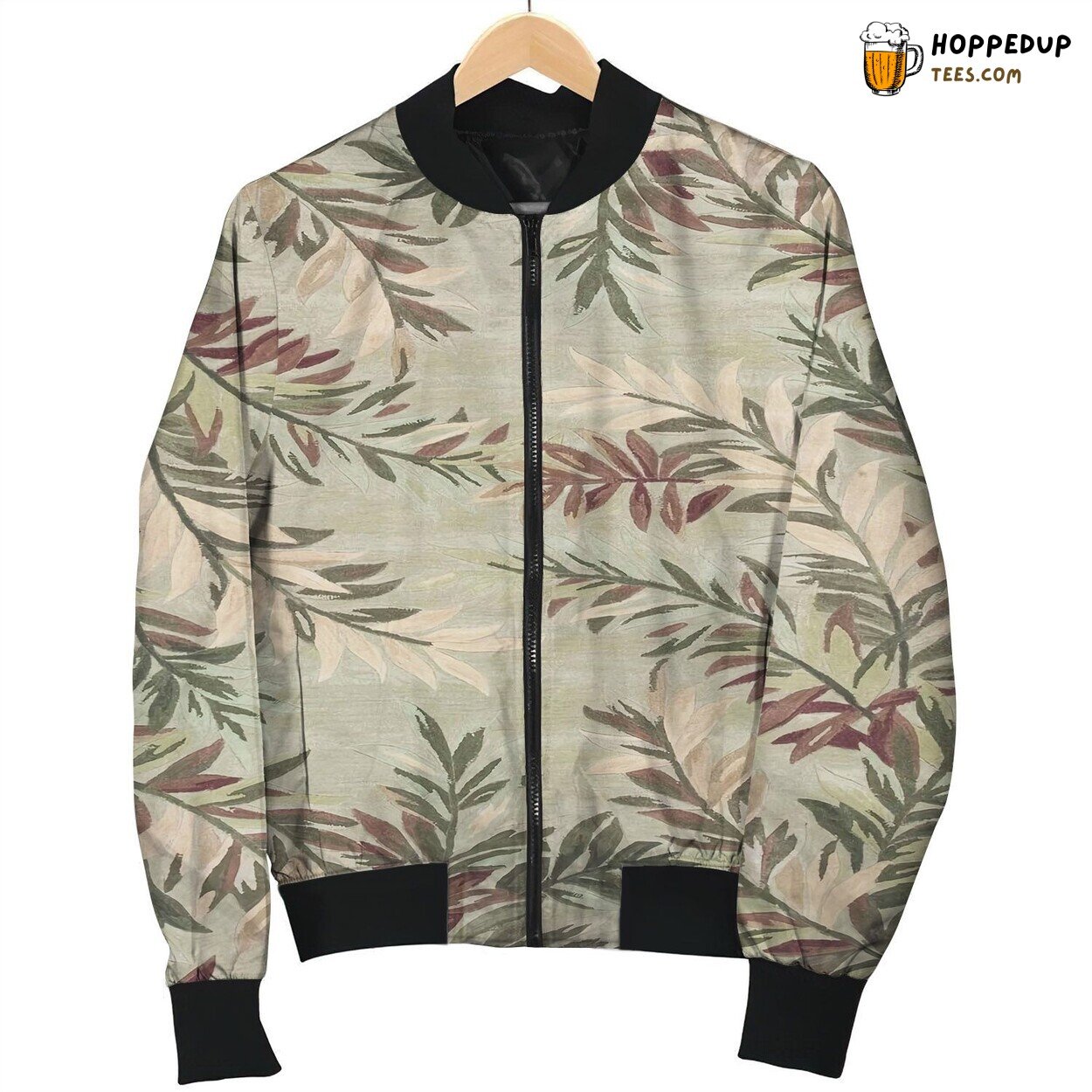 Sage Tropical Branches Bomber Jacket